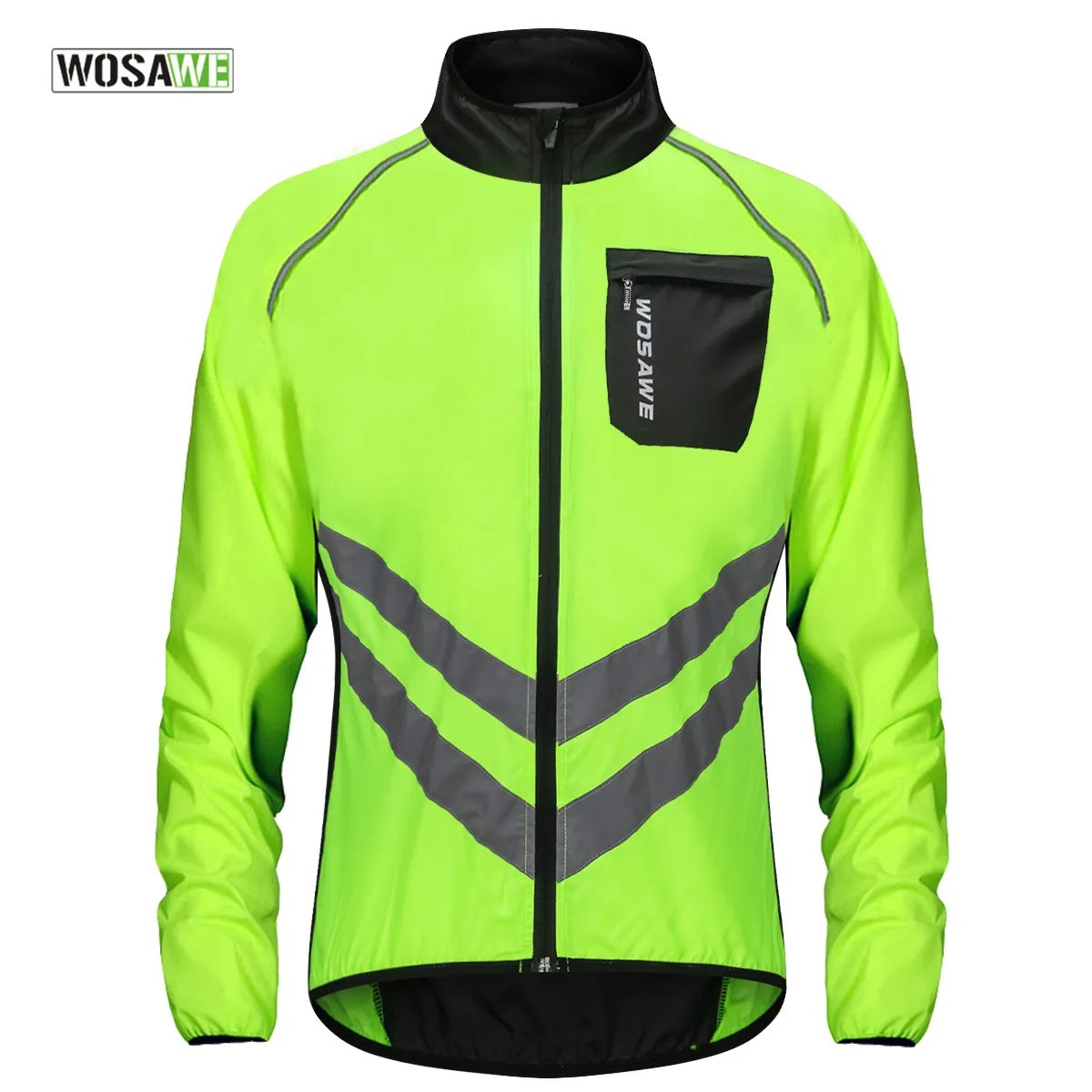 WOSAWE Men's High Visibility Cycling Wind Breaker Light Pocketable Biking Jacket