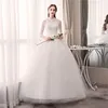 Customized Wedding Dresses Ball Gowns Lace Up New Style Bride Half Sleeve French Embroidery Wedding Dress Vestido De Noiva 2