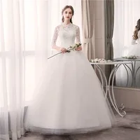 Customized Wedding Dresses Ball Gowns Lace Up New Style Bride Half Sleeve French Embroidery Wedding Dress Vestido De Noiva 2
