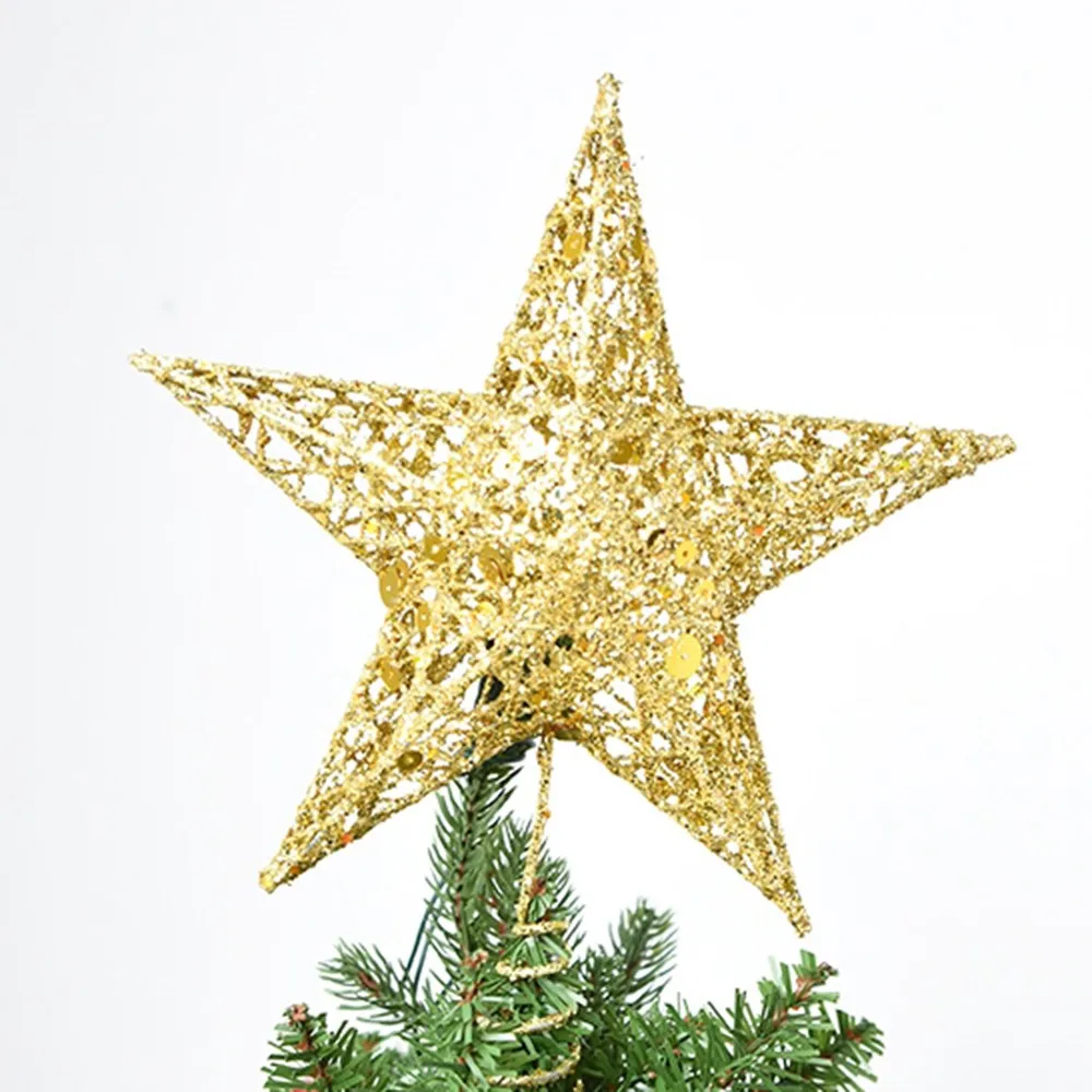 25cm Gold Опциональные украшения для рождественской елки Topstar, покрытые пластиком, ПВХ, пятиконечная звезда, для дома, вечерние, рождественские украшения, 3 размера - Цвет: 25cm Gold