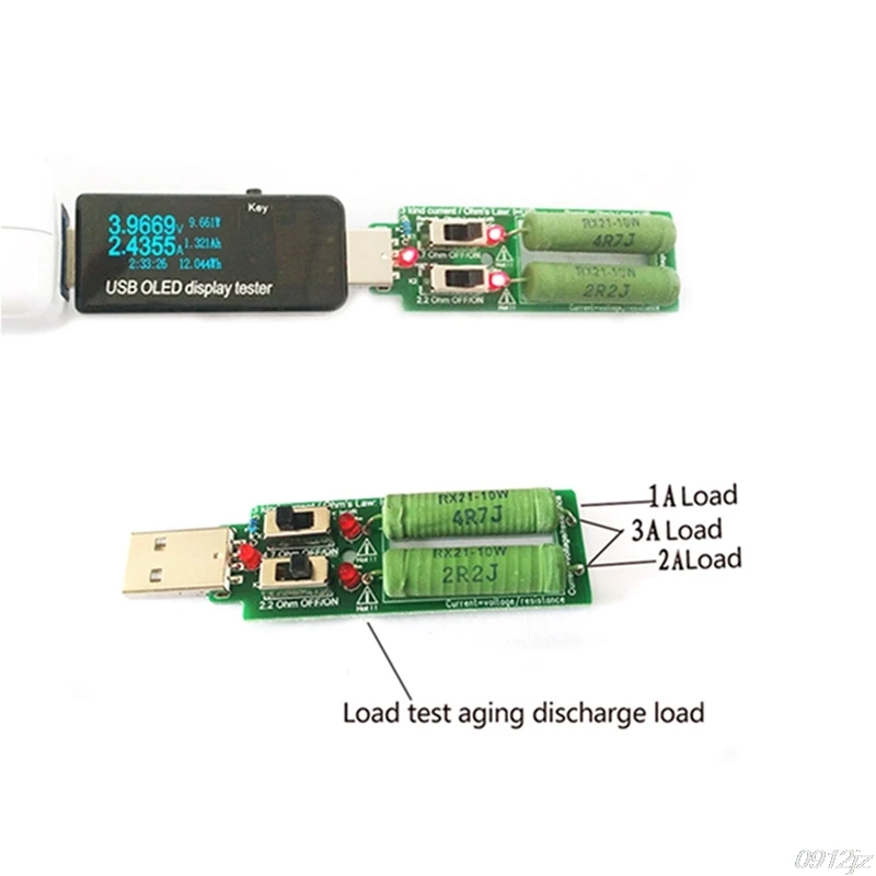 USB резистор электронная нагрузка w/переключатель Регулируемый 3 тока 5 В тестер сопротивления