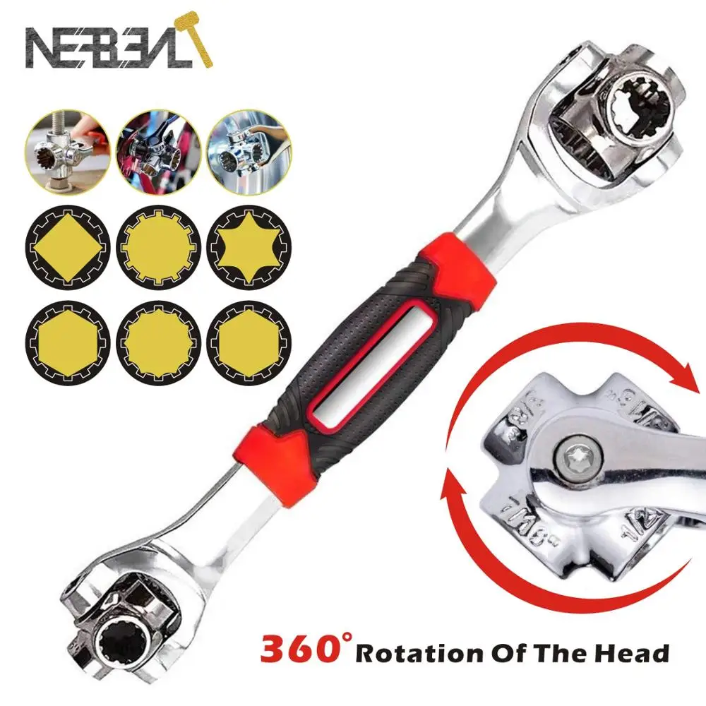 Magnetic Tiger Wrench 8 in 1 Swivel Head Multi Tool Spanner Tools Socket Works with Spline Bolts Torx 360 Degree 6-Point Universal Furniture Car Repair