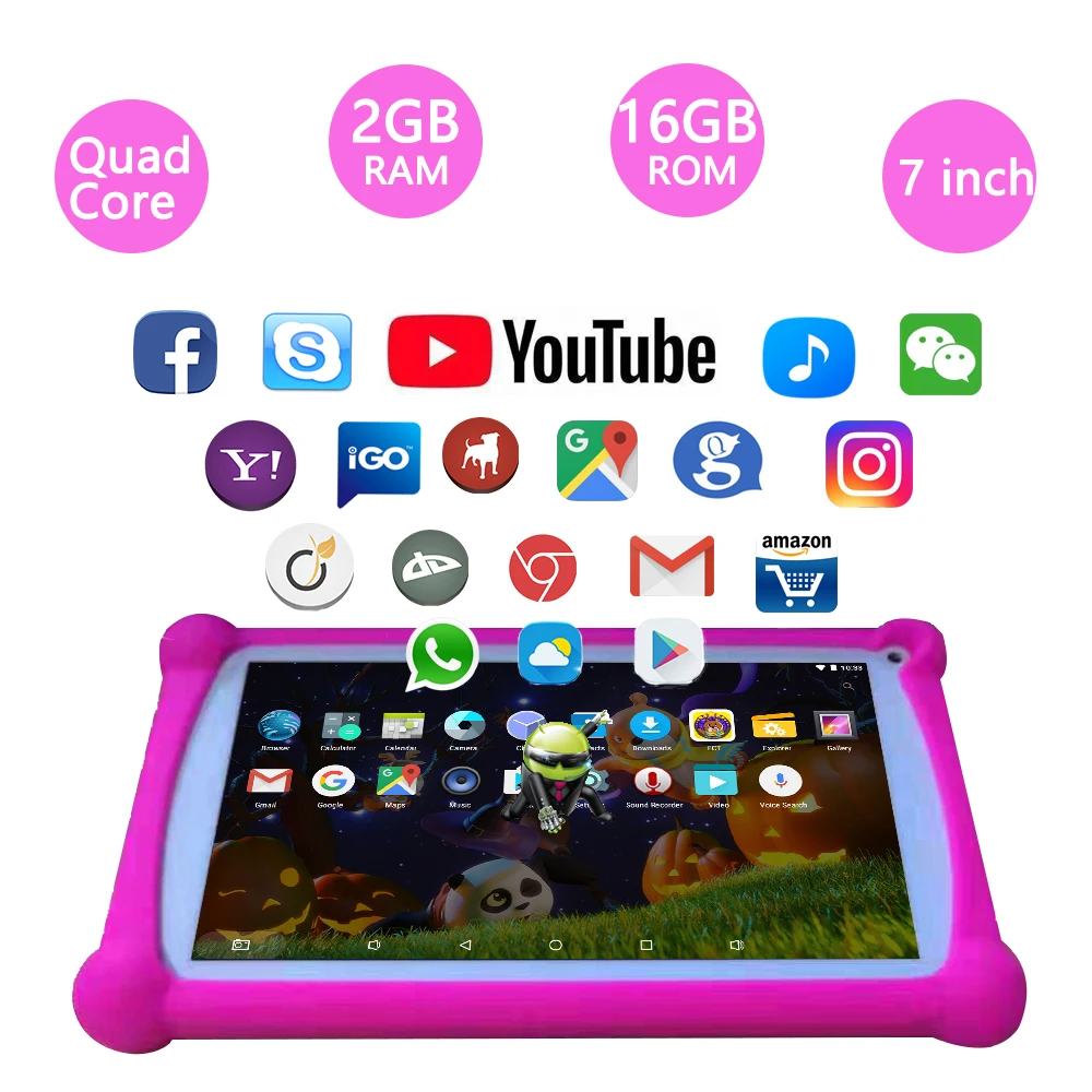 Kids Tablet, B.B.PAW 7 Inch HD Display 2+16G Android 6.0 Tablet for Adults and Kids, 120+ English Educational Preloaded Apps