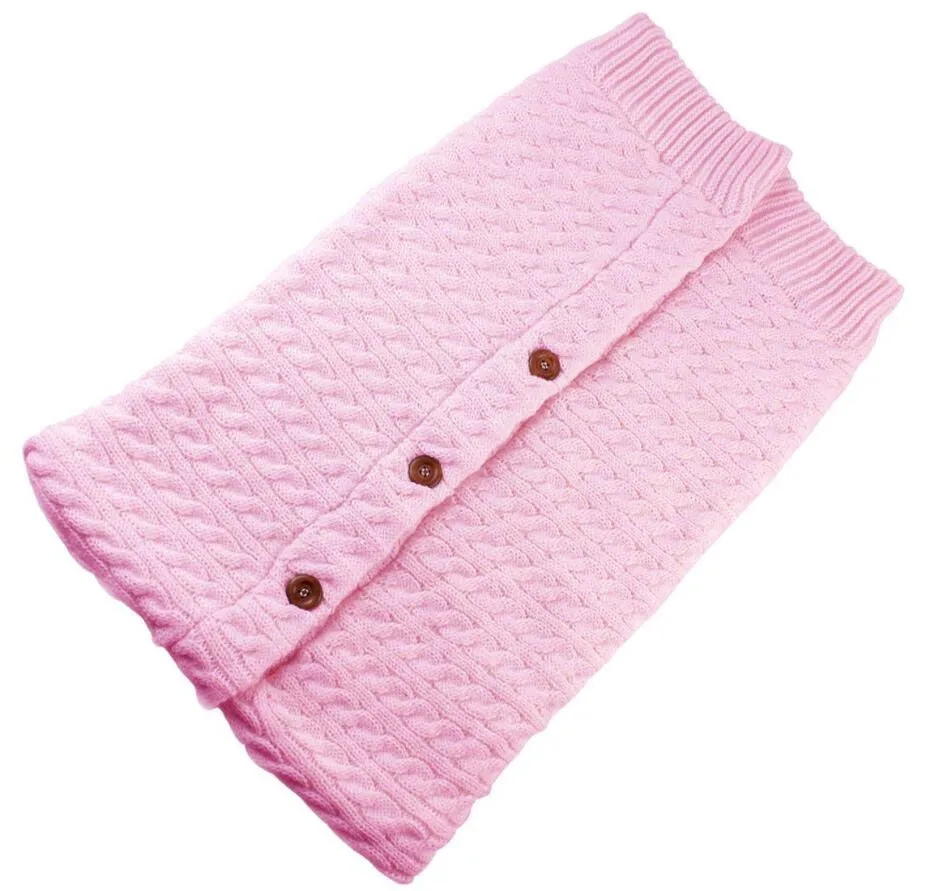 Goocheer конверт для сна для новорожденных зима утолщение плюс бархат вязать Теплый мешок шерсть прогулочная коляска ножная муфта крышка спальное одеяло - Цвет: Розовый
