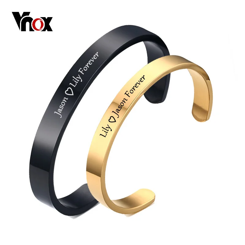 Stainless steel bracelet Vnox Personalized Couple Cuff Bracelets