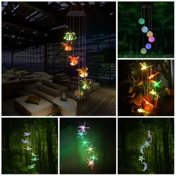 

Solar Powered LED Wind Chime Portable Color Changing Spiral Spinner Windchime Outdoor Decorative Windbell Light