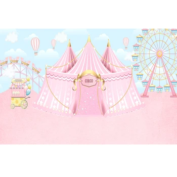 

Circus Girls Birthday Photography Backdrop Photocall Bokeh Newborn Baby Shower Background Photo Studio Pink Ferris Wheel