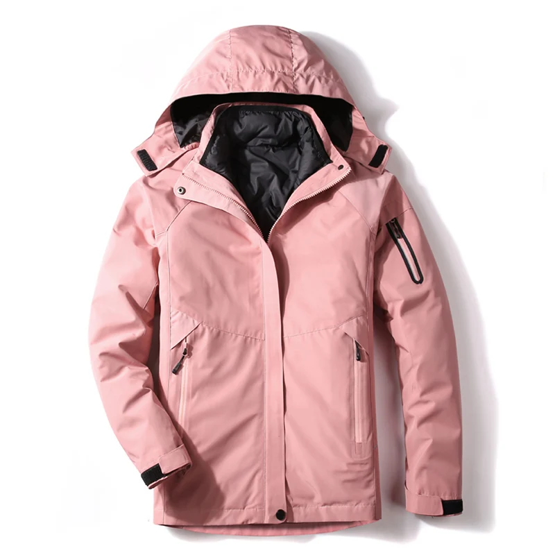 Женская водонепроницаемая горнолыжная куртка для пеших прогулок, теплая, плюс размер, хлопок, лыжная одежда, уличная Сноубордическая куртка, ветрозащитное зимнее пальто, бренд - Цвет: Pink