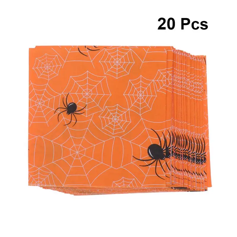

20 pcs Napkins Halloween Spider Soft Disposable Tableware Dinner Supplies Tissue Paper Towel for Carnival Festival Party