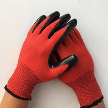 Нитрил-резиновое изделие, перчатки для страховки труда, Нескользящие, дышащие, удобные, для работы, резиновые, висячие, красная пряжа, черные перчатки
