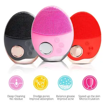 

Silicone Face Cleansing Brush Mini Electric Facial Cleanser Cleansing Tool Skin Soft Deep Pore Washing Massage Brush Waterproof