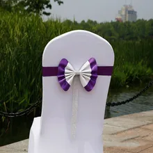 Свадебные Эластичный галстук-бабочка реквизит, стул крышка Виноградная лоза цветок лента вечерние стрейтч большого размера JS21