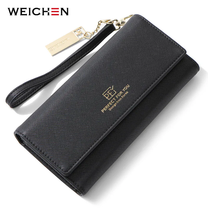 

WEICHEN Wristlet Women Wallet Clutch Many Departments Card Holder Phone Pocket Long Purse Trifold Female Wallets Carteras New