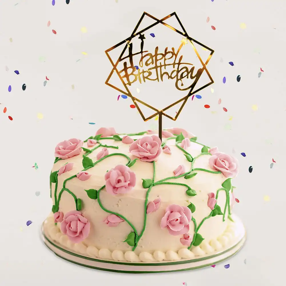 Fuentes De Acrílico Para Decoración De Pasteles Fiesta De Cumpleaños Feliz Cumpleaños Pastel Topper Regalos