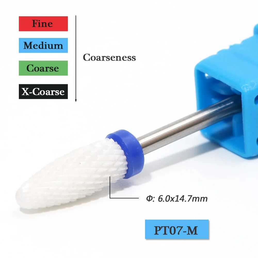 1 шт., керамические сверла для ногтей, фреза, шлифовальный гель для удаления лака для ногтей, пилочки для кутикулы, аксессуары, инструмент для маникюра, BEPT01-07 - Цвет: PT07-M