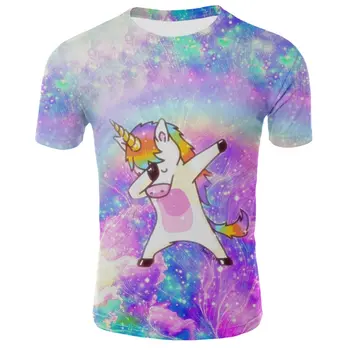 

Children 2020 Summer T Shirt Colorful Unicorn Dabbing Funny Cartoon Short Sleeve T-Shirts For Boys Girls Tops Kids Tshirt 4-20Y