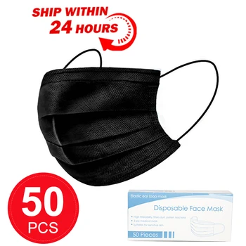 

50Pcs Disposable Face Mask 3 Layer Nonwove Ply Face Mouth Masks Dustproof Earloop Soft And Safe Filter Dustproof Face Mouth Mask