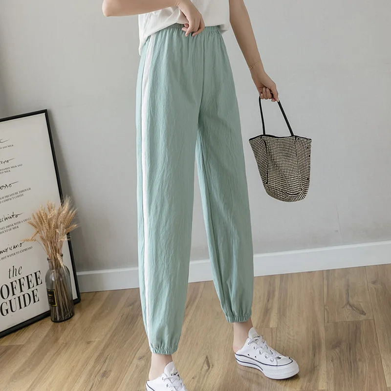 Women Cotton Pants Capris New Female Summer Loose Korean Casual Side Stripe Harem Pants Autumn Thin Pencil Ankle Length Trousers Women Cotton Pants Capris New Female Summer Loose Korean Casual Side Stripe Harem Pants Autumn Thin Pencil Ankle Length Trousers