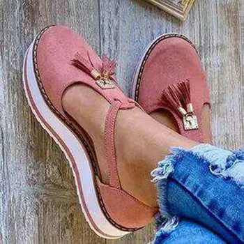 

New Summer Female Sandals Comfortable Pu Wedge Low Heel Plus Size Breathable Casual Solid Color With Tassel Women's Sandals 2020