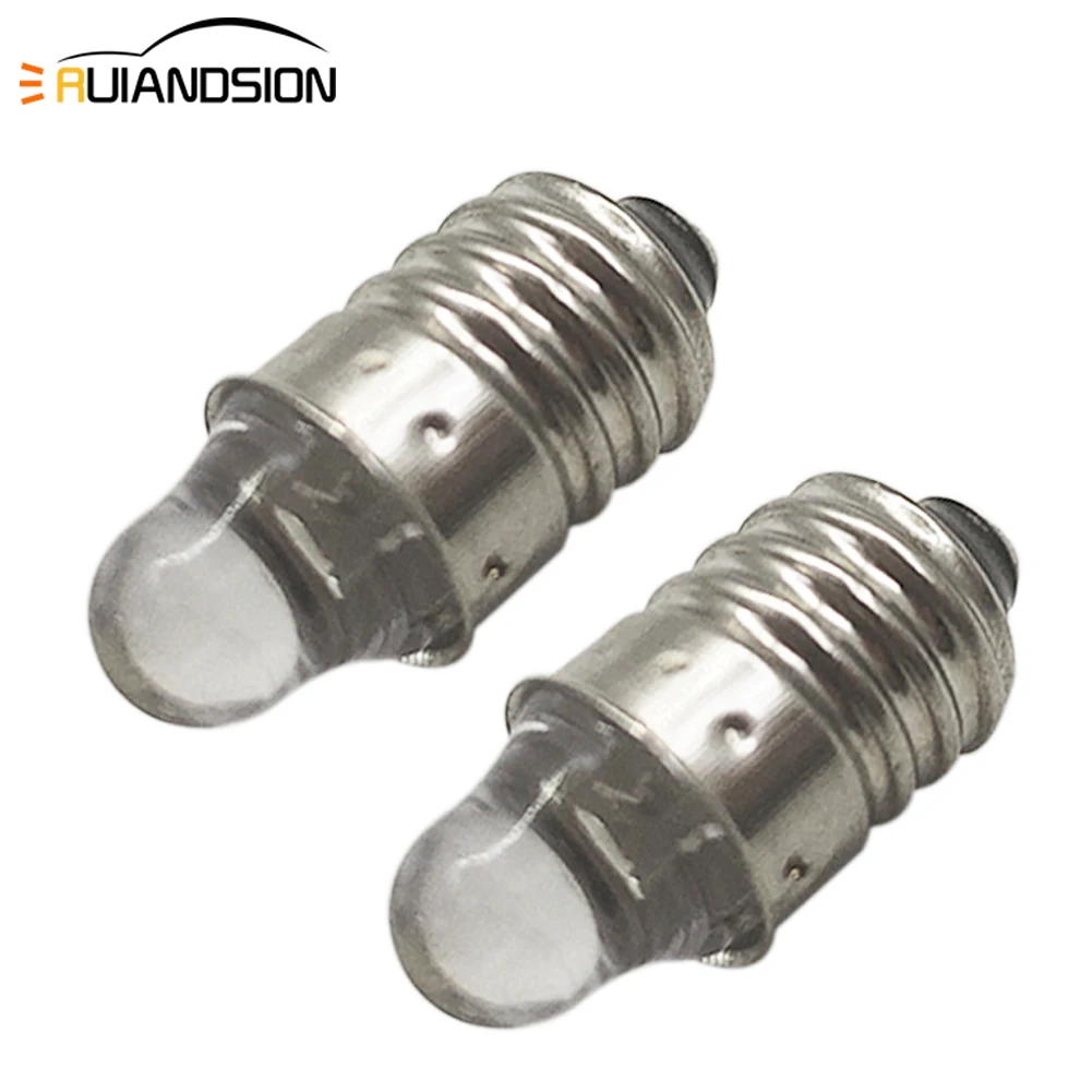 2pcs Xenon white E10 screw base LED torch headlight  flashlight bulb 3V Wholesale Warm white