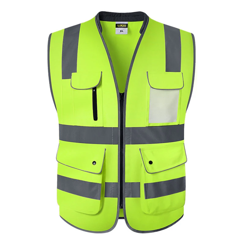Safety Vest Class 2 High Visibility Front Closure Zipper With Multi