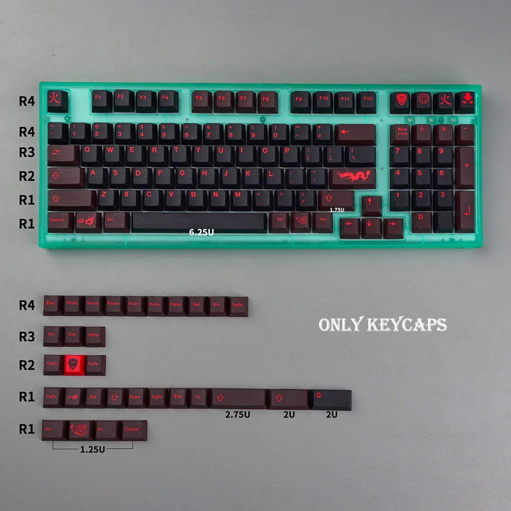 Gmk Red Dragon Keycaps Pbt Dyesub Cherry Profile 129 Keys Keycap For