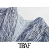 TRAF Women Chic Fashion Animal Print Asymmetric Draped Mini Dress Vintage Long Sleeve Ruffled Female Dresses Mujer 3