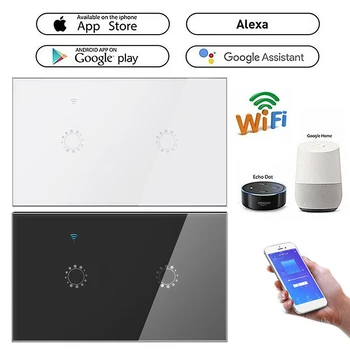

110V/220V/240V Smart WIFI remote control touch switch light switch ewelink smart switch alexa voice control 2-Gang US standard
