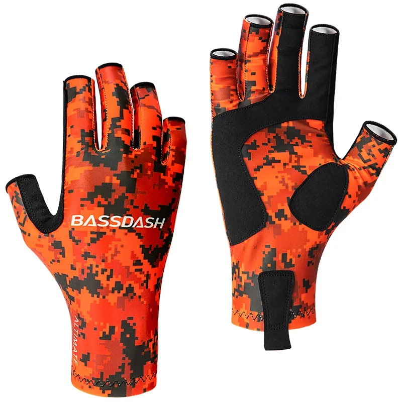Bassdash ALTIMATE Guanti Da Pesca Protezione Solare UPF 50+ – Dita Scoperte, Palmo Antiscivolo, Uomo/Donna