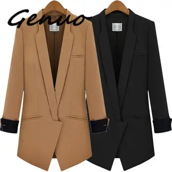 

New 2020 European Street Fashion Slim Blazer Women OL Office Blazer Feminino Cardigan Female Jacket Pockets Size S-XL Plus Size