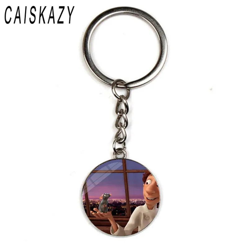 Аниме рататуиль мышь стеклянный купол для ключа держатель милый аниме мышь стекло кабошон кулон ювелирные изделия брелок с длинной цепочкой - Цвет: 4