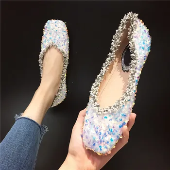 

Flats Women Shoes Scarpe Donna Fashion Ladies Shoes Bling Chaussures Femme Slip-On Loafers Women Square Toe Female Shoes