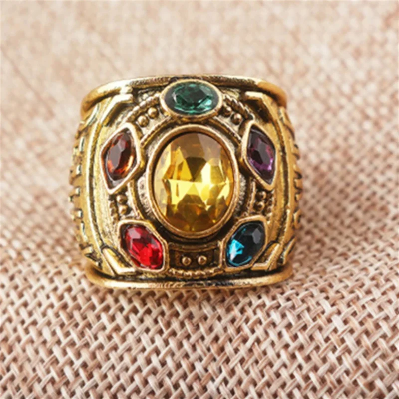 Six Colorful Stone Setting Ring Golden Color Band   Ring For Cosplay Finger Accessories Luxury Design Hand Embellish Wholesale