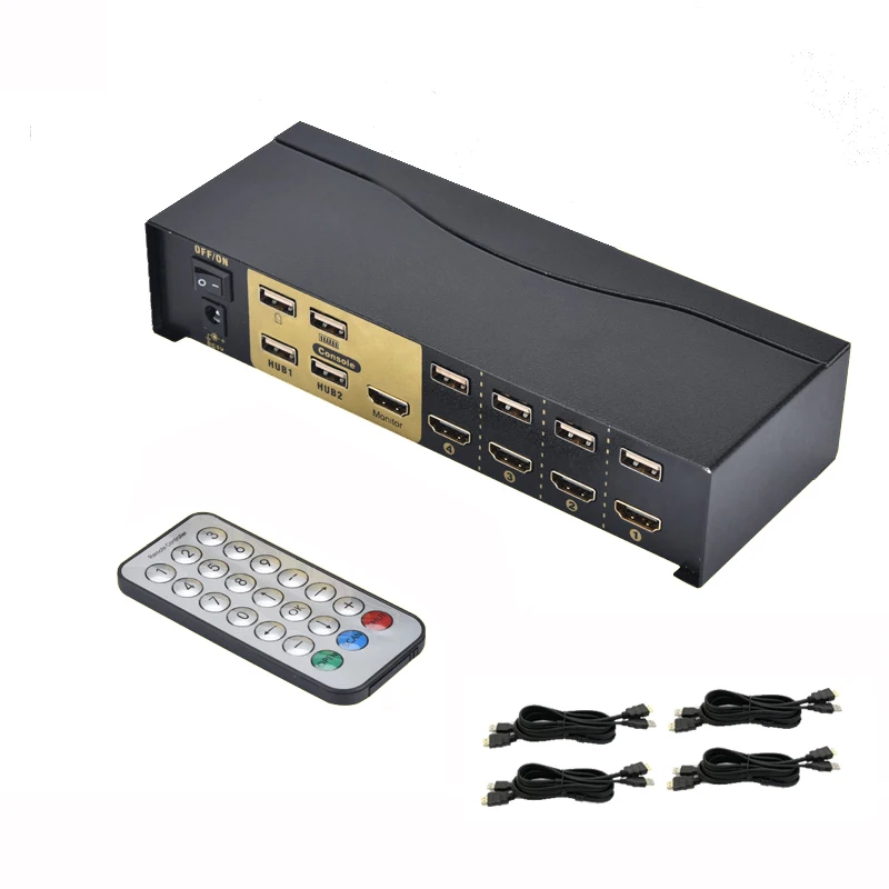 4-портовый умный KVM-переключатель HDMI-совместимая коробка 4 в 1 выход USB мышь