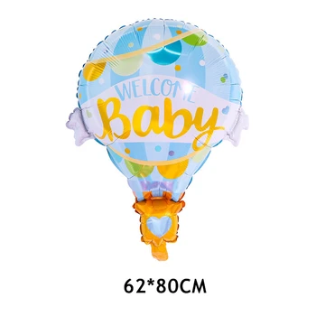 

10pcs Blue Pink Welcome Baby Hot Air Balloon Foil Balloons Boy Girl Baby Shower Newborn Gender Reveal Birthday Party Decorations