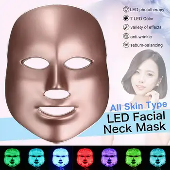 

7 Color Facial Mask Photon Therapy Face Mask Instrument Neck Skin Rejuvenation Anti Acne Wrinkle Beauty Treatment Salon Home LED