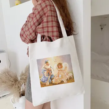 

Summer Hot Sale Cute God Father And Angel Print Women Bag Harajuku Fashion Shoulder Bags Big Handbag Ulzzang Messenger Bag Purse