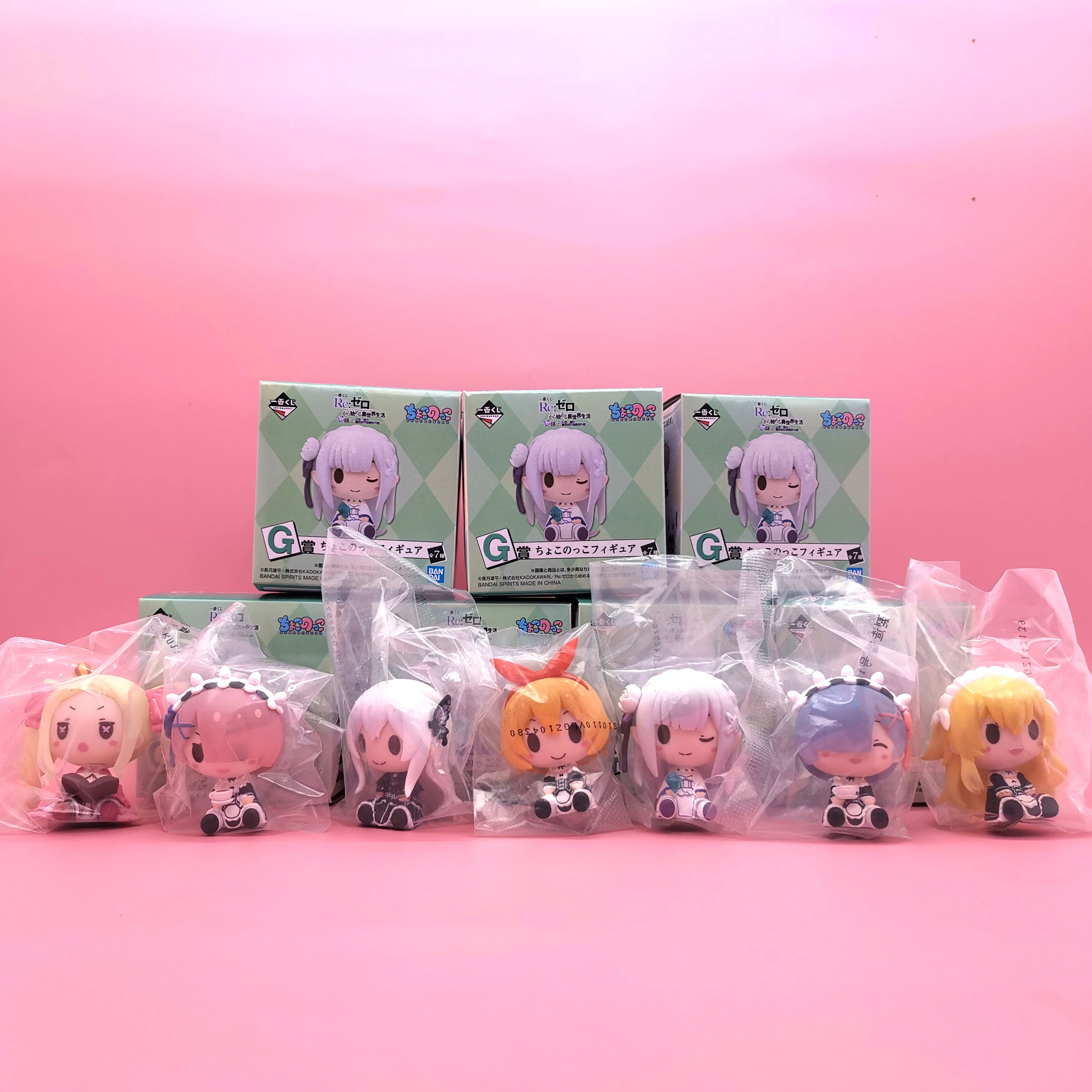 Оригинальный Bandai Cute Мини фигурка аниме Re Zero Start Life In other World 7 шт. фигурок ПВХ модели