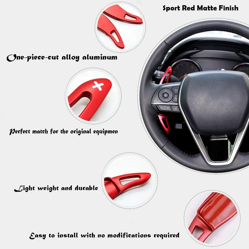 Алюминиевое рулевое колесо Paddle Shifter расширения Чехлы для Toyota Camry(Спортивная красная матовая отделка