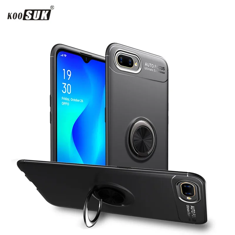 

Luxury Phone Case For OPPO Realme C2 Case Covers Finger Holder Soft Silicone Matte Back Shell For OPPO A1K Cover Cases Coque
