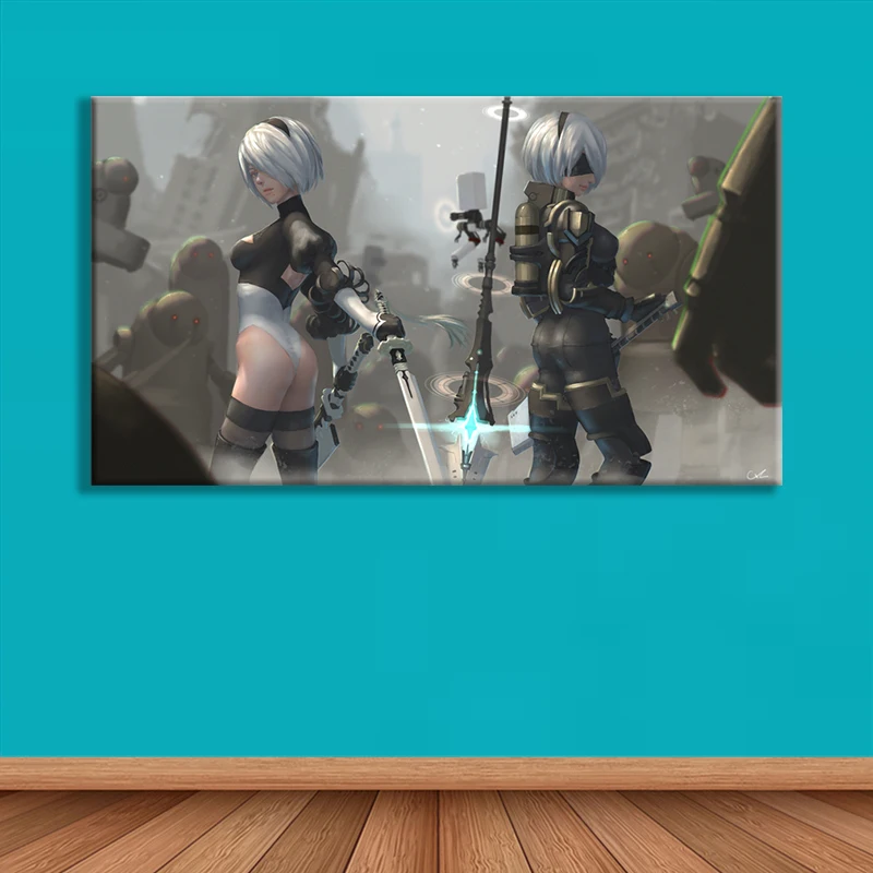 Print art NieR Automata printing 2B print poster YoRHa painting on canvas home | Дом и сад