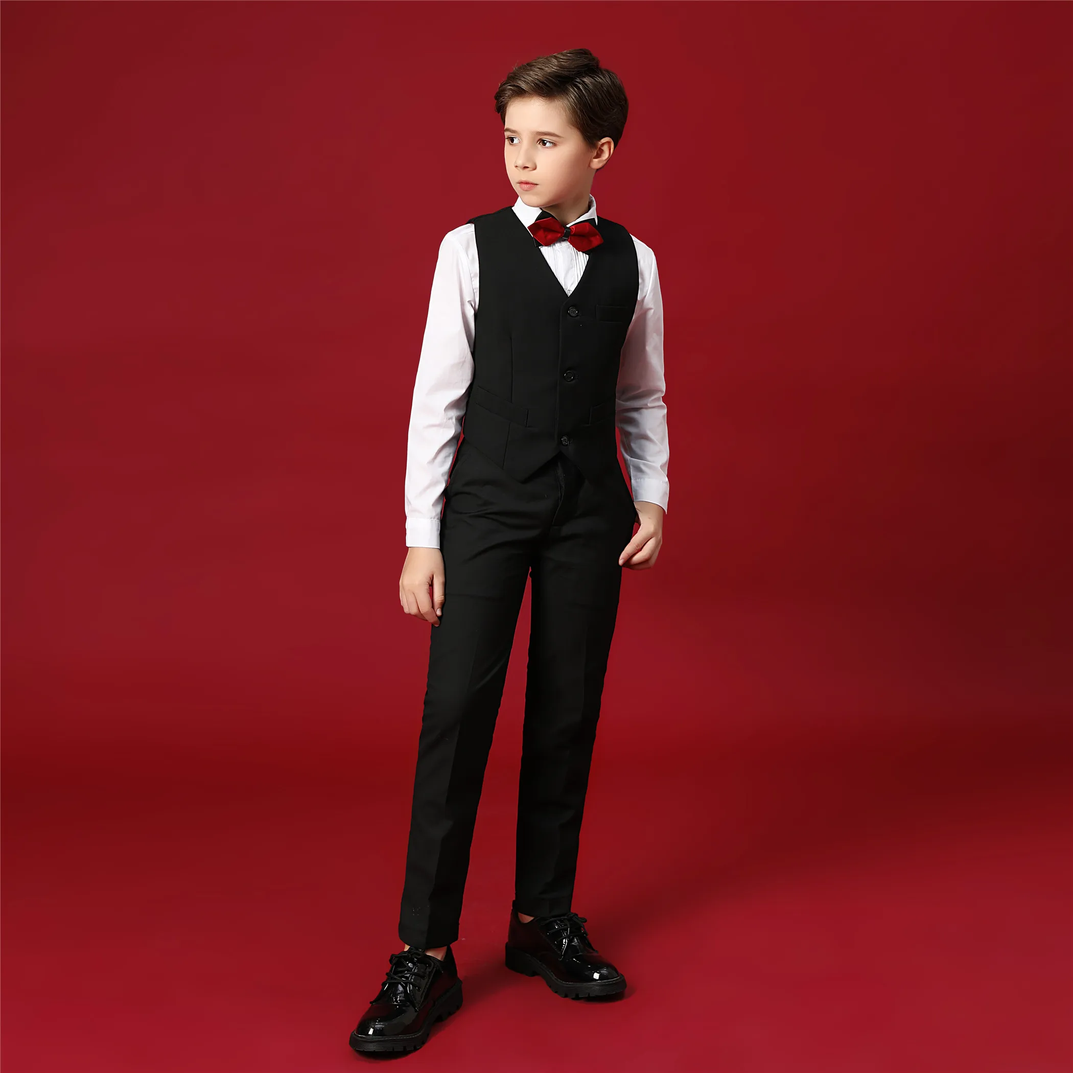 4PCS-01Black YuanLu костюмы для мальчиков торжественные костюмы для свадьбы из 4 предметов, платье для малышей, одежда для мальчиков(2-14 лет - Цвет: 4PCS-01Black