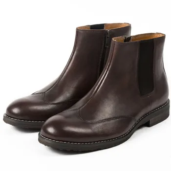 

Brand men vintage boots Breathable Zipper Chelsea Boots Genuine Leather Male Wear Boots Fashion Casual Martins boots