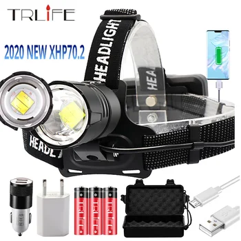 

8000LM Super Bright XHP70.2 USB Rechargeable Led Headlamp XHP70 Headlight Hunting Cycling Lanterna Waterproof Use 3x18650