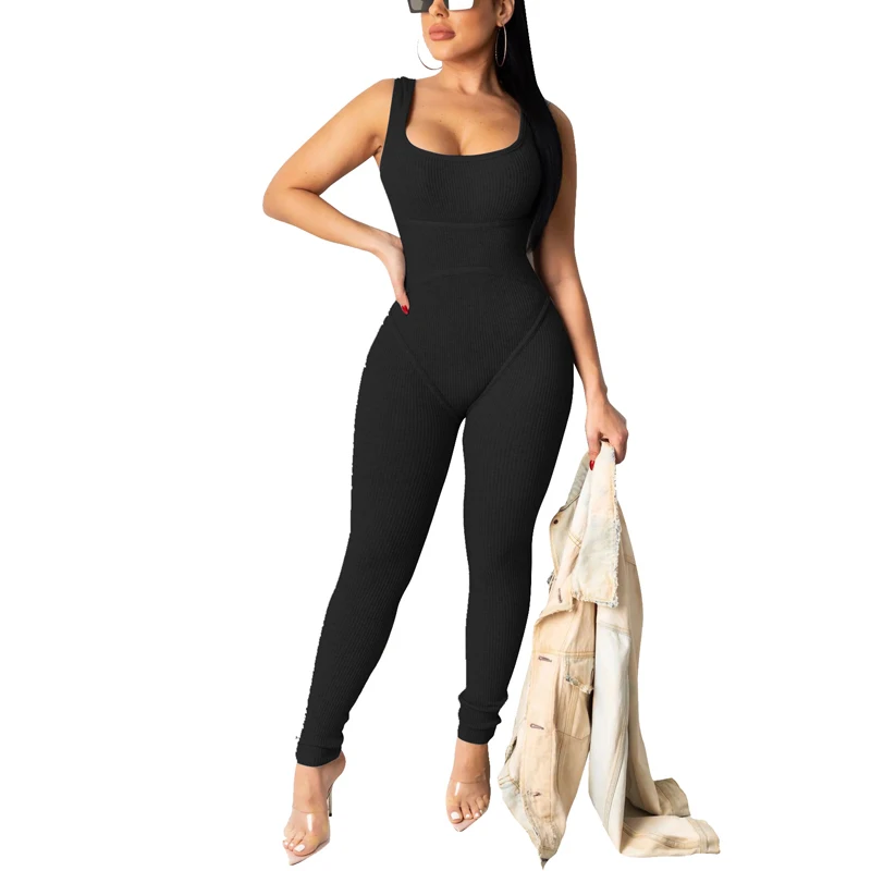 Women Casual Solid Fitness Jumpsuits Sleeveless Skinny Long Pants Slinky Daily Sportswear Jumpsuit Women Casual Solid Fitness Jumpsuits Sleeveless Skinny Long Pants Slinky Daily Sportswear Jumpsuit