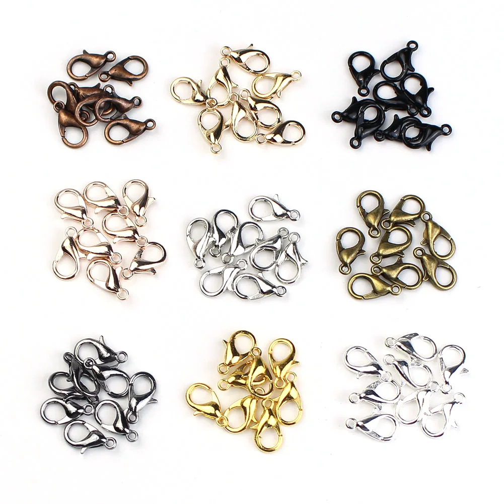 

200pcs/lot Gold / Silver Plated Zinc Alloy Lobster Clasps for DIY Necklace Bracelet Jewelry Making Findings Supplies Accessories