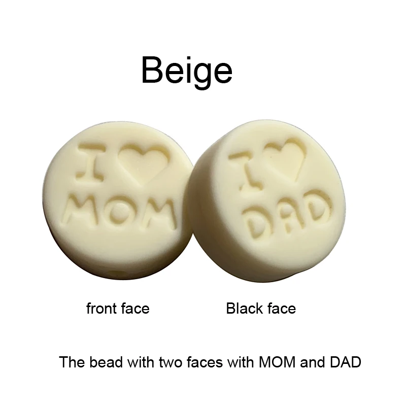 beige 100 шт./лот, силиконовые бусины с алфавитом "I Love Mom", круглые бусины с надписями для прорезывания зубов, пищевой детский прорезыватель, сделай сам, Набор браслетов, свободные бусины - Цвет: beige