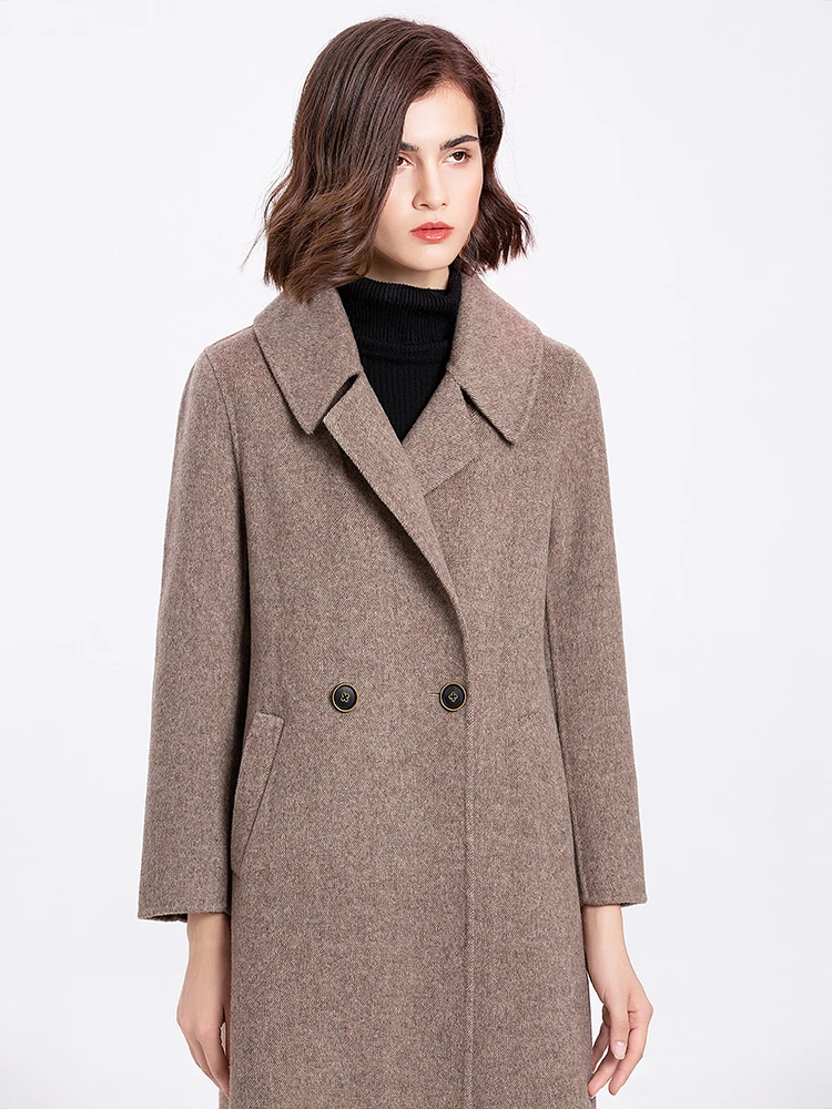 Woolen Jacket Female New Handmade Thick Double-Sided Cashmere Coat Female long section European and American fashion casual