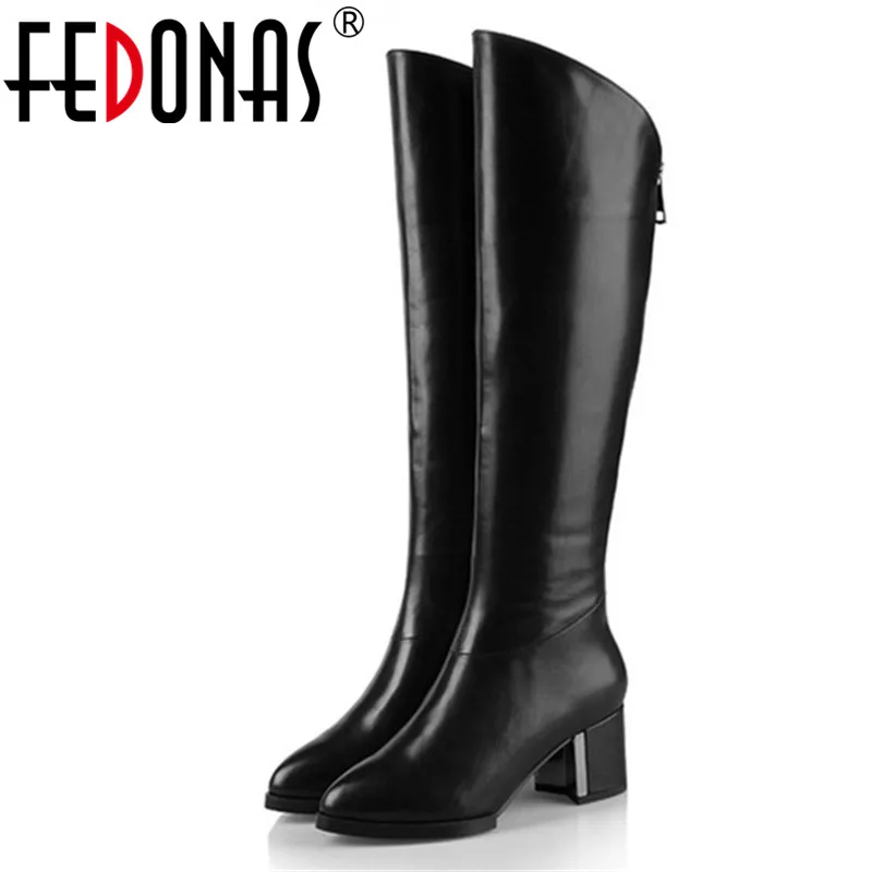 FEDONAS/Брендовые женские сапоги до колена из натуральной кожи; сезон осень-зима; обувь для ночного клуба; женские модные мотоботы; новые высокие сапоги