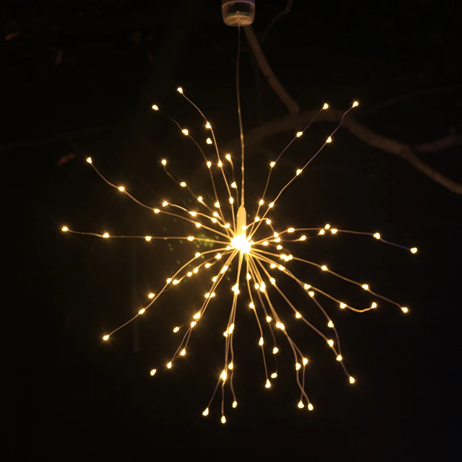 Starburst струнный светильник s пульт дистанционного управления подвесной светильник 100-200leds DIY фейерверк медная Фея гирлянда наружное Рождественское украшение - Испускаемый цвет: Тёплый белый